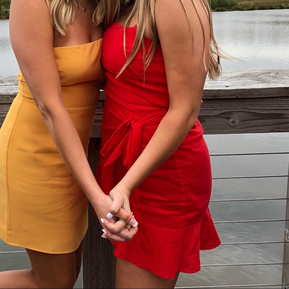 Red Princess Polly Mini Wrap Dress